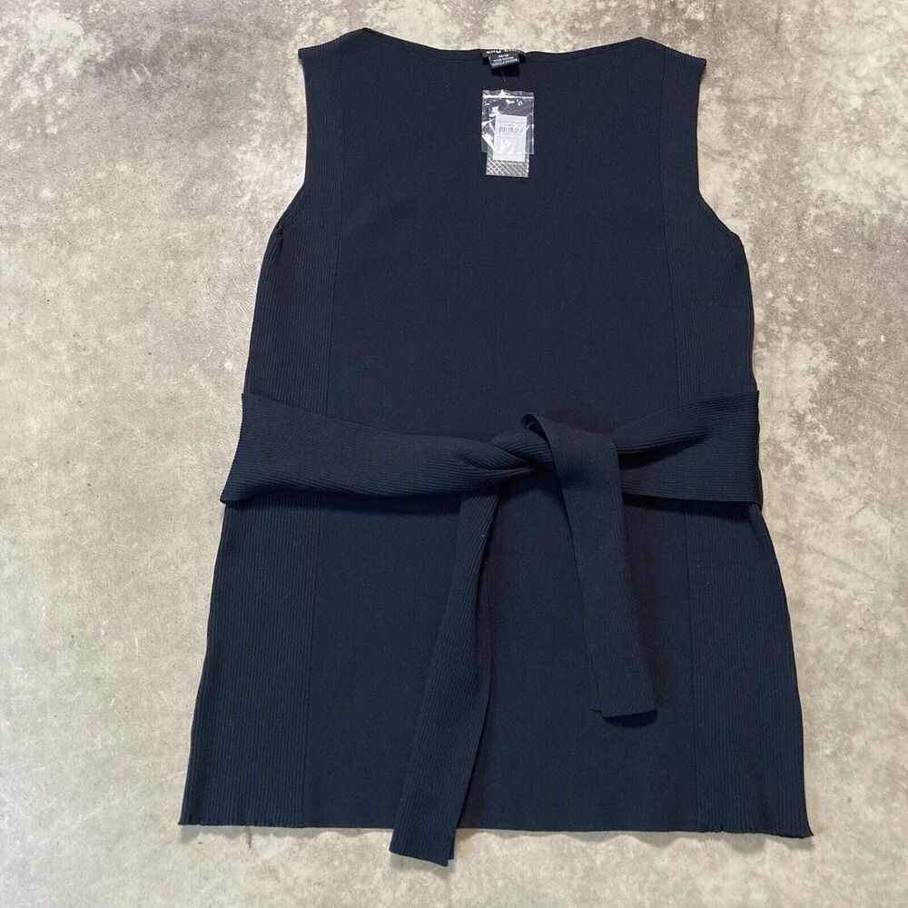 City‎ Chic Womens 18 Black Top Knit Tie Waist Sleeveless Knit Tunic Minimalist
